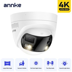 ANNKE 4K Dual Lens 180° View AI Color Night PoE Security IP Camera Two-Way Audio