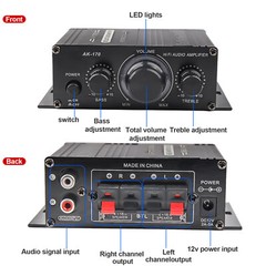 400W 12V 2 Channel Powerful Stereo Audio Power Amplifier HiFi Bass Amp Car Home