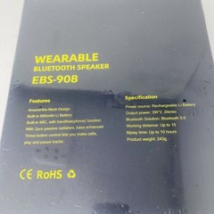 NWT ROHS EBS-908 WEARABLE/PORTABLE AROUND THE NECK BLUETOOTH SPEAKER BLACK