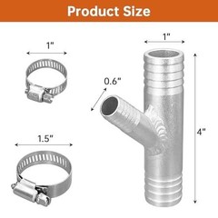1 Set 1 Inch to 5/8 Aluminum Cab Heater Y Fitting Compatible with Utv Sxs Rzr