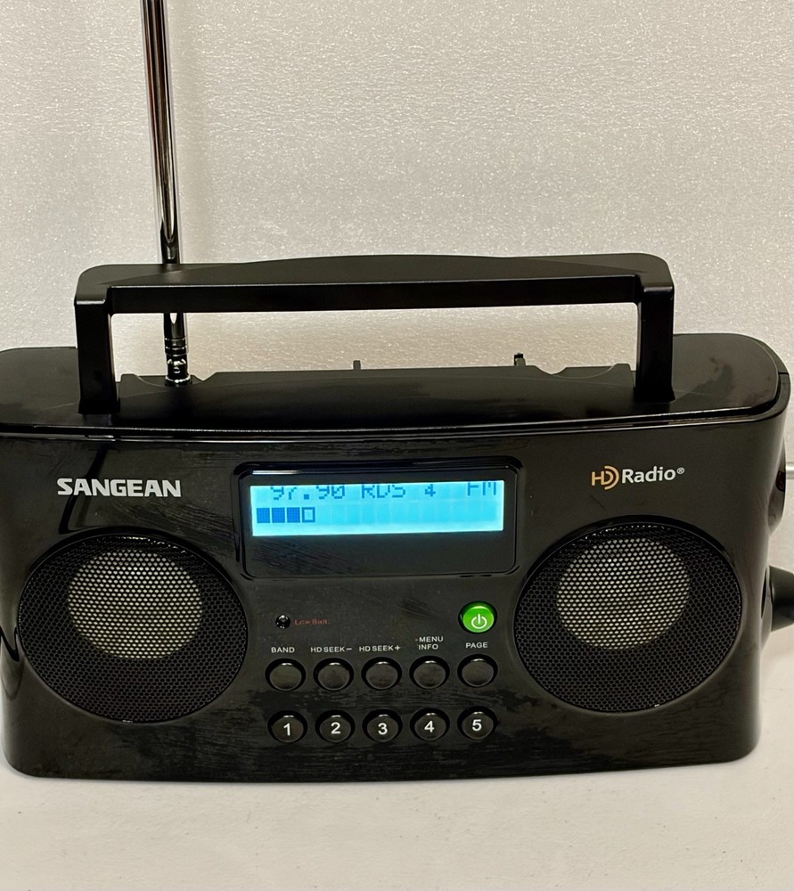 Sangean HDR-16 Portable HD Radio AM/FM Stereo Digital Clock w/OEM Adapter TESTED