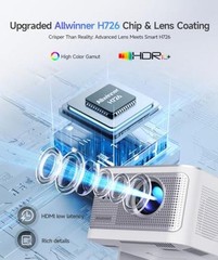 Smart Projector with 4K 8K Support, Android 14 Mini Projector with WiFi6 Silver