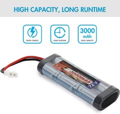 2x Tenergy 7.2V Battery Pack High Capacity 6-Cell 3000mAh NiMH Flat Battery NEW