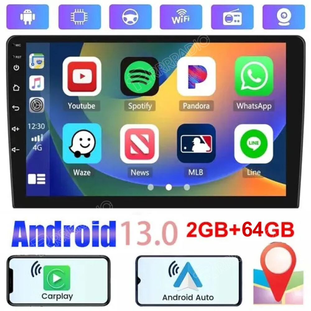 10.1″ Double 2Din Android 13 Touch Screen Car Stereo Radio GPS WIFI Carplay 64GB