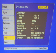 Epson PowerLite 980W 2,451 HOURS W/ REMOTE AND POWERCORD