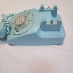 Light Blue Rotary Dial Desk Phone by Bell Systems Western Electric 1971 USA 500