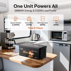 Used LiTime 24V 230Ah Self Heating LiFePO4 Lithium Battery BMS for Home Off-grid