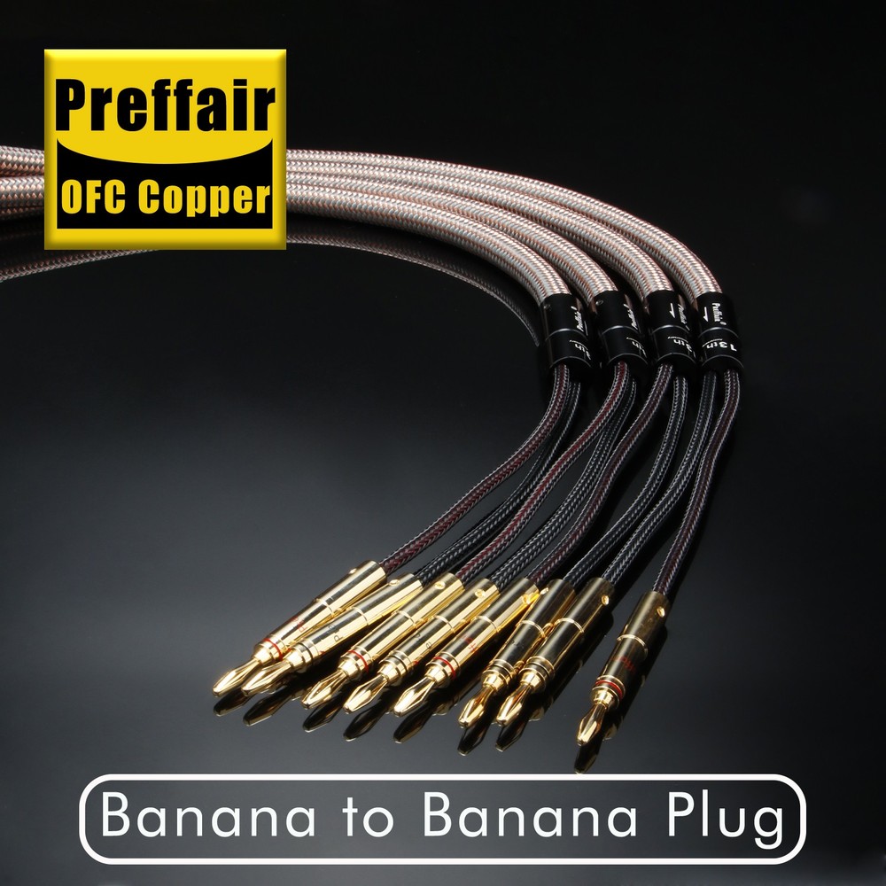 12AWG OFC HiFi Audio Speaker Cable Wire 24K Gold Plated Banana to Y Spade Plug