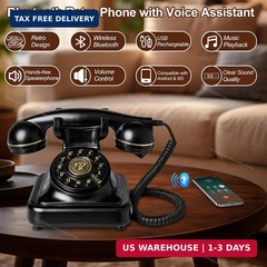 Bluetooth Retro Phone Wireless Landline Telephone Speakerphone Music for Home