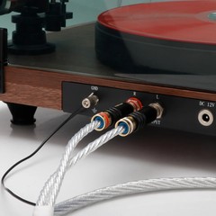 6feet Silver Plated Tonearm Cable 5Pin DIN to RCA Phono Cable with Ground Line