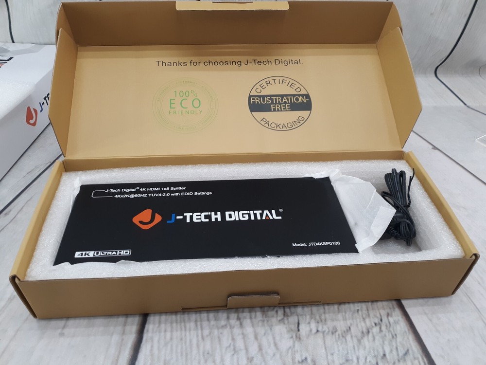 J-Tech Digital HD 4K 60HZ 1×8 HDMI Splitter High Resolutions Up To 4Kx2K 36-Bit