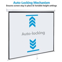 120” Projector Screen Projection Screen Manual Pull Down HD Screen 1:1 Format