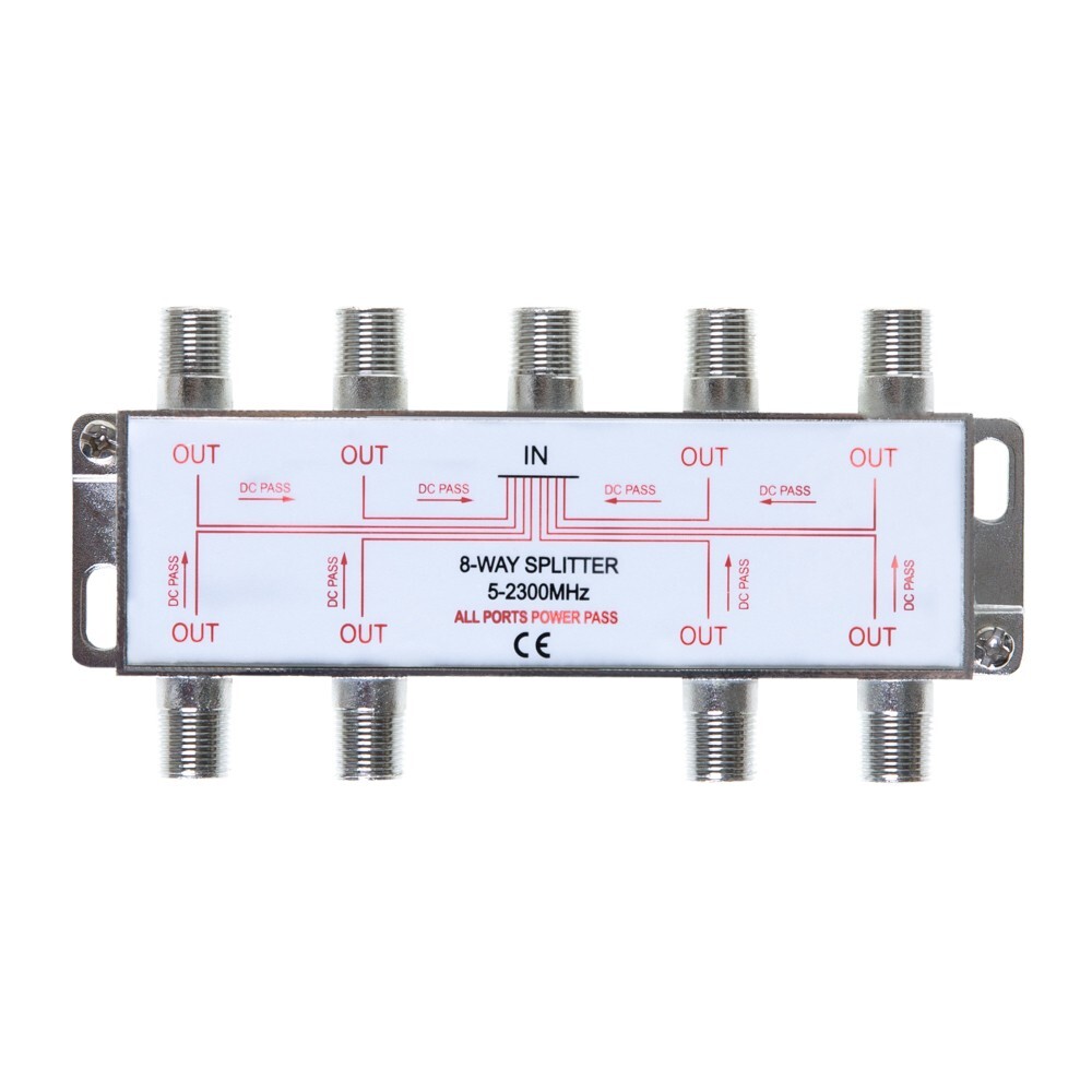 8-Way Coaxial Cable Splitter 5-2300MHz RG6 RG59 Coax Antenna HDTV Satellite VCR