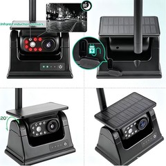 Wireless Magnetic Solar Backup Camera 1080P 10.1″ DVR for Monitor RV Truck Ship