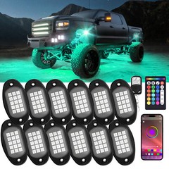 RGB/Pure White LED Rock Lights Kit, 8/12 Pods Car/Truck Underbody Underglow Kit