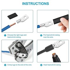 140/240X Battery Cable Lug Tinnrd Copper Ring Crimp Terminals Wire Connector Kit