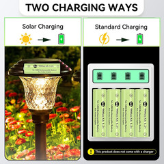 AA 900mAh Rechargeable Batteries 1.2V NiMH 8 Pack Solar Light Battery