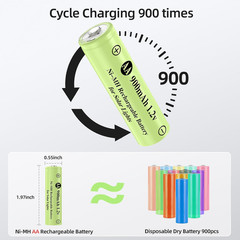 AA 900mAh Rechargeable Batteries 1.2V NiMH 8 Pack Solar Light Battery