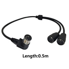 50cm/19in 5 Pin Din Male to 2x 5 Pin Din Female Audio Adapter Y Splitter Cable