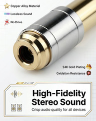 6.35Mm (1/4 Inch) Male to 3.5Mm (1/8 Inch) Female Headphone Adapter – 24K Gold-P