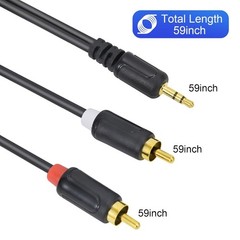 RCA Cables – 59IN/5FT Stereo Jack to 2RCA Plugs for Smartphone, Tablet, HDTV, DV
