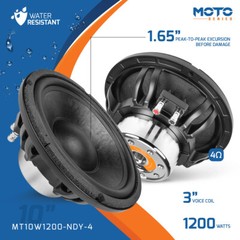 2x PRV 10″ Motorcycle Low Frequency Woofer 2400W 4 Ohm MT10W1200 Water Resistant