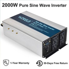 2000W Pure Sine Wave Inverter 24V to 120V Power Car Home Solar Truck Camp Motor
