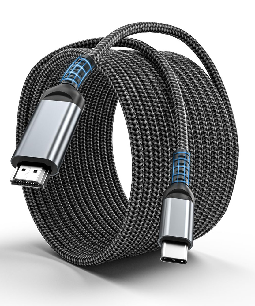 USB C to HDMI 15 Feet Cable 4K, Anti-Interference Gold-Plated Plugs, Aluminum Ty
