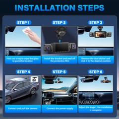 360 Degree View 4 Channel Dash Cam Front and Rear Inside Left Right, Dash Camera