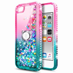 For iPod Touch 5th 6th 7th Case Glitter Ring Holder + Lanyard & Screen Protector