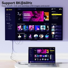 DisplayPort 1.4 to HDMI 2.1 6 feet Cable 8K@60Hz 4K@240Hz/165Hz/144Hz/120Hz, …