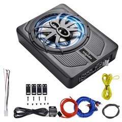 1200W Powered Car Truck Sub: Slim Under-Seat 10″ Subwoofer w/ Amp Kit Speaker