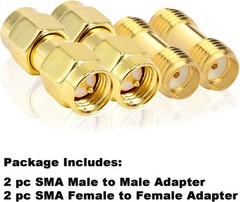 4 Piece SMA Adapter Kit Male and Female SMA RF Coaxial Connector Adapters