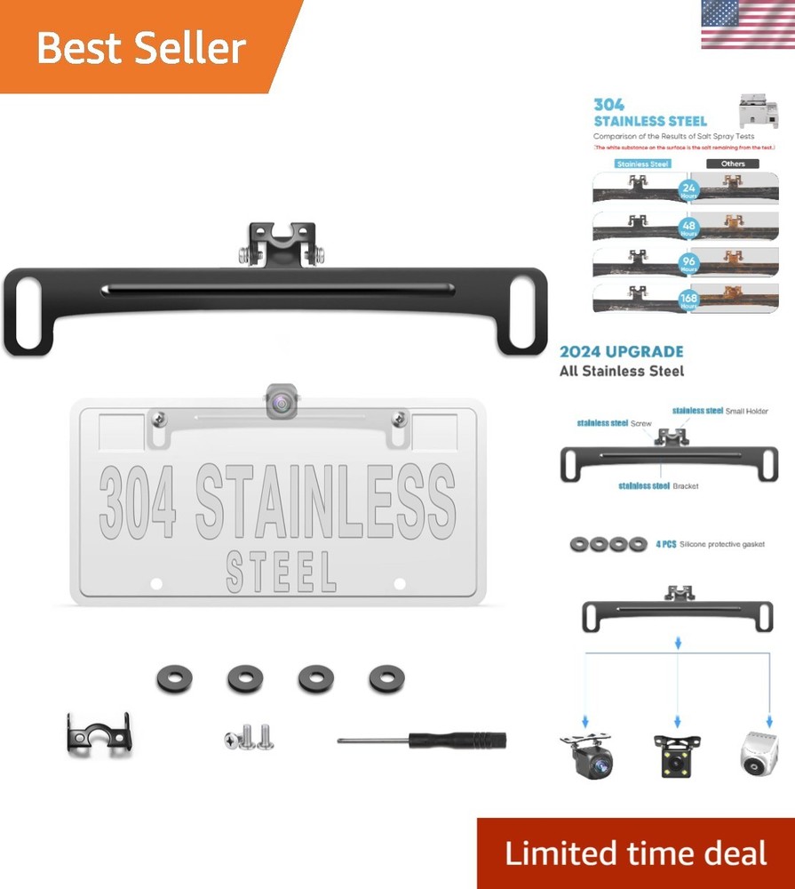 Durable Stainless Steel Backup Camera Mount for Universal License Plates