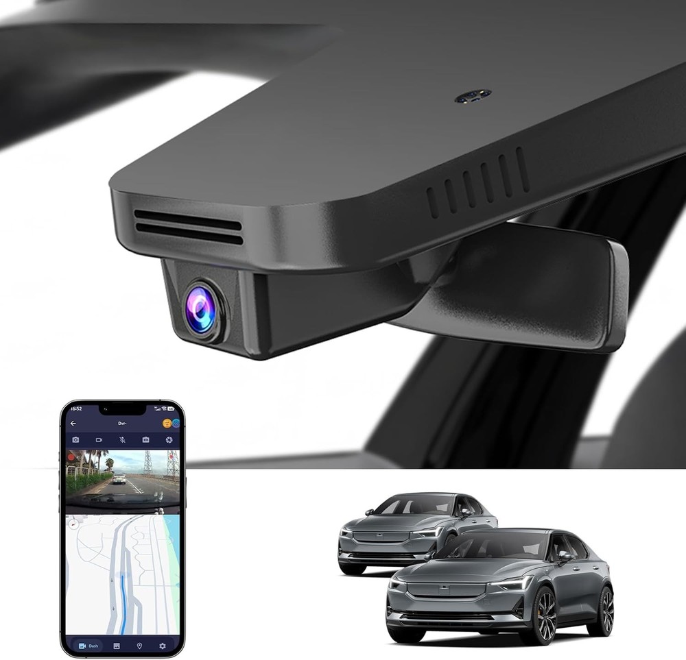 4K Dash Cam for Polestar 2 (2021–2026) WiFi App Control Loop Recording 64GB Card