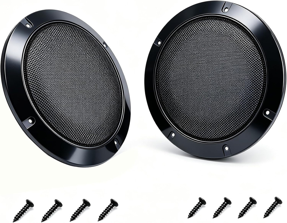 FDXGYH 2 Pack 8 Inch Speaker Grills Cover Metal Mesh Grill [Black] | Horn Guard