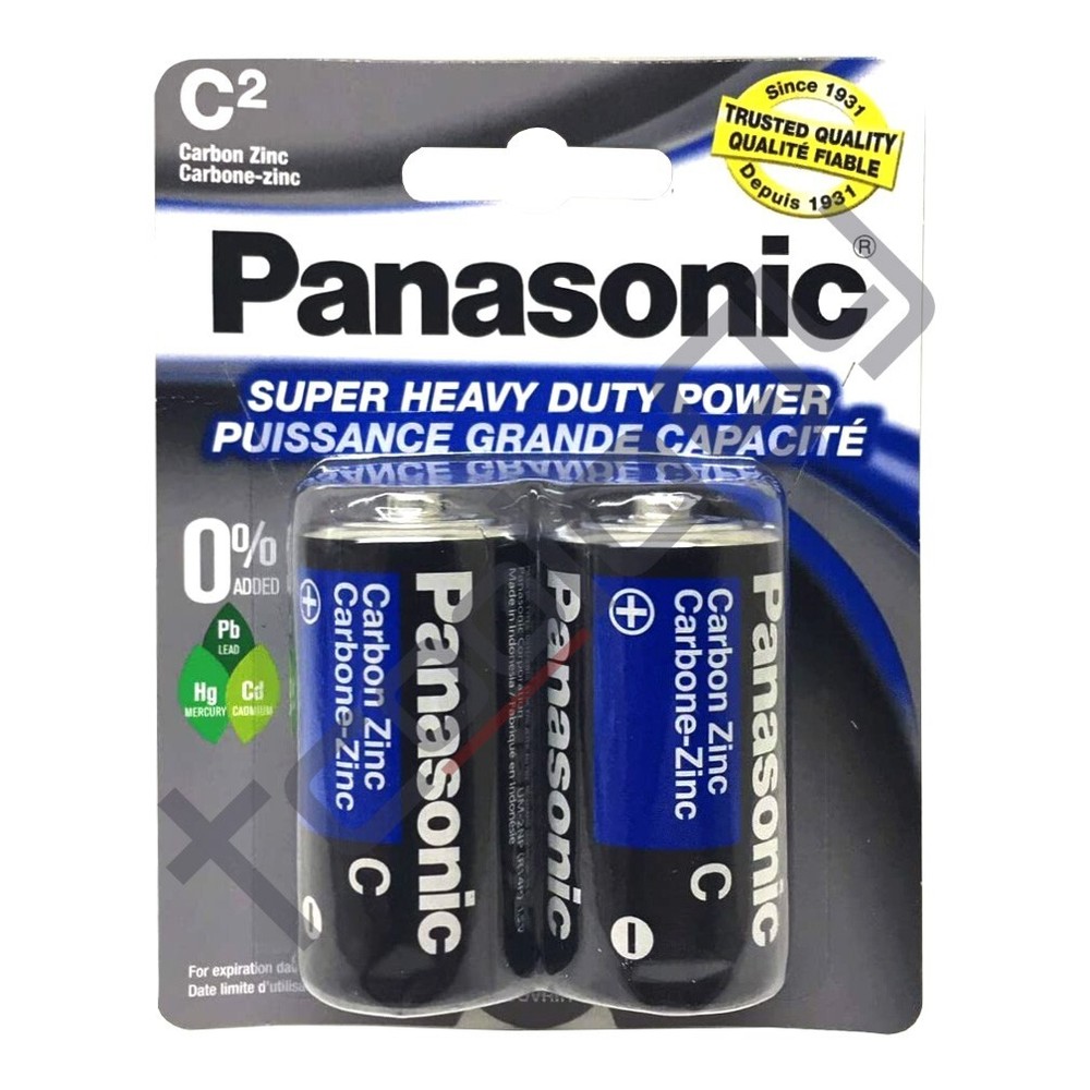 2x Panasonic C Batteries Super Heavy Duty Power Carbon Zinc Battery Exp 02/2027