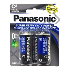 2x Panasonic C Batteries Super Heavy Duty Power Carbon Zinc Battery Exp 02/2027