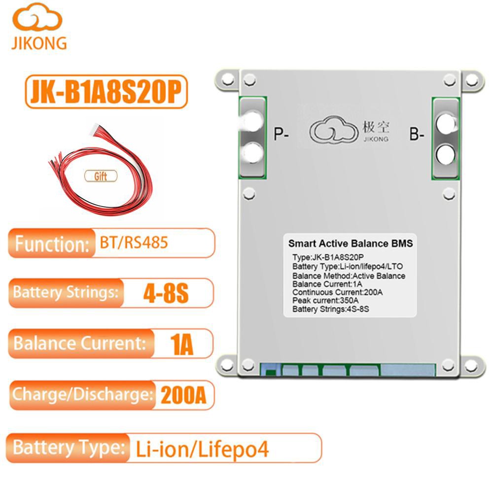 JK Smart BMS 4S-8S 200A Li-ion LiFePo4 LTO Battery w/1A Active Balance BT/RS485