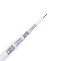 RG6 Quad Shield Coaxial Cable 18 AWG 500ft Bulk Coax Satellite TV White