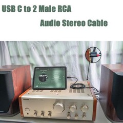 USB Type-C to 2 RCA Male Stereo Audio Cable USB-C Jack Converter Adapter Android
