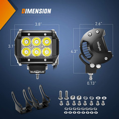 20In Spot Flood Combo Off Road Led Light Bar + 4pcs 4In LED Fog Work Lights Pods