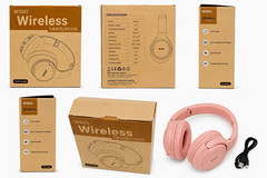 M10iO Bluetooth Wireless Over-Ear 40mm Foldable Headphones w/ Mic, Pink