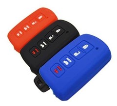 Silicone Remote Key Fob Cover Protector for 4 Buttons 3pcs,Black,Blue,Red