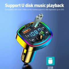 Bluetooth 5.0 Car Wireless FM Transmitter Adapter 2USB PD Charger MP3 Hands-Free