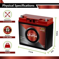 12V 20Ah LiFePO4 Lithium Iron Phosphate Deep Cycle Rechargeable Battery