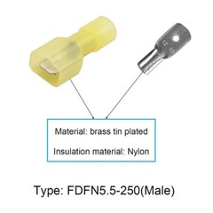 50PCS 12-10 AWG Yellow Fully-insulated Male Wire Spade Crimp Terminal Connectors