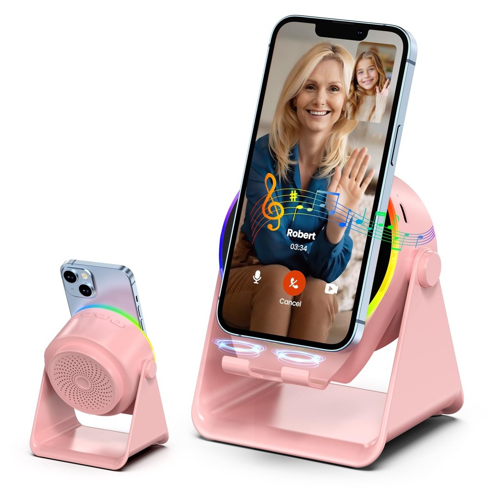 Wireless Induction Speaker, 4 in1 Stand Bluetooth Speaker Amplifier with Colo…