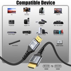 8K HDMI Cable 1FT 4-Pack, High Speed 48Gbps HDMI 2.1 Cord for Neat, HDR10+, S…