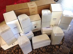 7 Bose MINT Double Cube Speakers DoubleShot 1 Center 6 Surround White 7.1 / 7.2